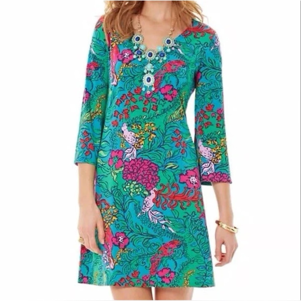 Lilly Pulitzer jade dress shake your tail feather small